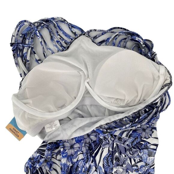 Swim‎ Solutions Royal Affair Multi Strap Mio One Piece Swimsuit Blue Women 12 - Picture 6 of 10